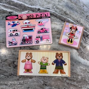 Melissa & Doug Sound Puzzle, Bear Puzzle, Disney Minnie Puzzle